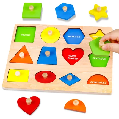 Image de Puzzle en bois pour enfants de 1 à 3 ans, jouet éducatif, multicolore, idéal pour les tout-petits