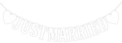 Just Married Banner 5 m, Papier, Weiß – Hochzeitsdeko