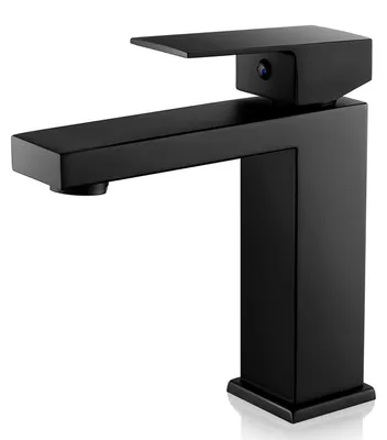 Immagine prodotto di Miscelatore monocomando per lavabo, nero, in acciaio inossidabile, forma quadrata