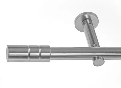 Produktbild von BASIT® Gardinenstange Set Edelstahl Look Metall Ø 19mm zur Wandbefestigung 1-lauf Zylinder, Länge wählbar H19E64