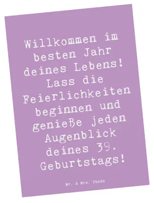 Produktbild von Mr. & Mrs. Panda Postkarte Spruch 39. Geburtstag - Lavendeltraum - Geschenk, einzelkarte, Ansichtskarten, Happy Birthday, genießen, Postkarten, Fotokarte, Glückwunsch