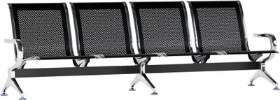 Produktbild von CLP Wartebank Airport stabil aus Metall mit Rückenlehne schwarz Größe 4-Sitzer