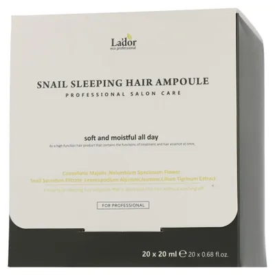 Zdjęcie produktu dla La'dor Hair Care Snail Sleeping Hair Ampoule (20 x 20 ml)