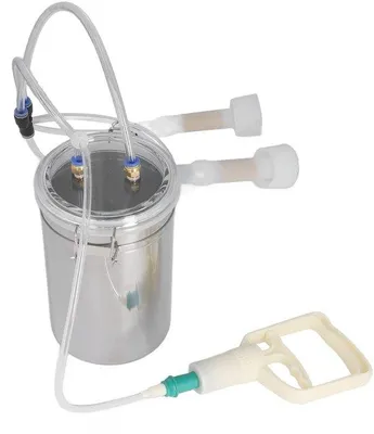 Image de Machine à traire manuelle - 2 litres - Couvercle transparent - Extracteur de lait de chèvre en acier inoxydable - Forte puissance d'aspiration - Portable