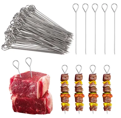 Rouladennadeln aus Edelstahl, 80 Stück, 10,6 cm, mit Ringgriff