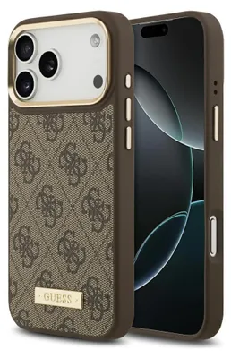 Obrázok produktu pre Guess - Hardcase 4G Logo Plate MagSafe puzdro pre iPhone 17 Pro Max - hnedé