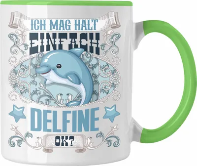 Produktbild von Trendation - Delfine Tasse Geschenk Delfinliebhaber Geschenkidee Spruch Mädchen (Grün)