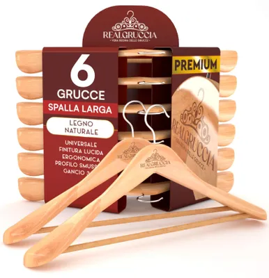 Zdjęcie produktu dla 6 drewnianych wieszaków na ubrania z powierzchnią antypoślizgową