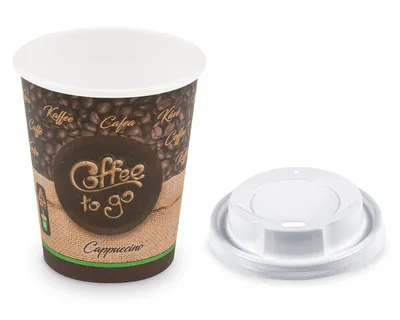 Produktbild von 100x Kaffeebecher M 'Coffee To Go' Cappuccino mit Trinkdeckel 200ml 280ml