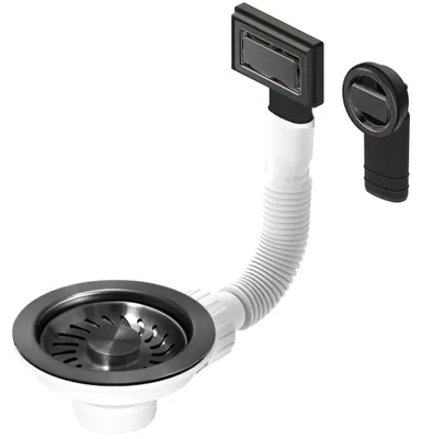 Produktbild von Pure.Sink Universal-Ablaufgarnitur Gun Metal, Ablaufgarnitur für Spülbecken inkl. runder und rechteckiger Überlauf WSTMAN-61