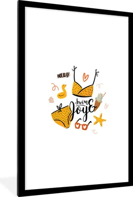 Produktbild von MuchoWow® Gerahmtes Poster Sommer - Bikini - Gelb 60x90 cm - Poster mit Schwarzem Bilderrahmen Wandposter Rahmen Foto Bilder - Dekoration - Wandposter Wohnzimmer - Hochwertig
