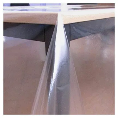 Produktbild von Tischfolie Tischdecke glasklar transparent 0,1 mm wählbar in eckig, rund, oval (Rand: Schnittkante, 120 x 160 cm eckig)