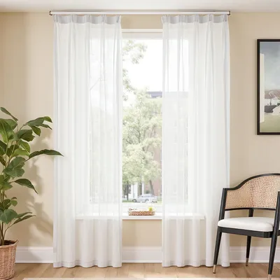 Produktbild von Vorhänge mit Faltenband – Transparente Vorhänge – Set aus 2 Vorhängen – Wohnzimmer – Schlafzimmer – Fensterdekoration