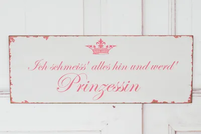 Produktbild von Zauberhaftes Wandschild, Wandbild PRINZESSIN Shabby Chic weiß/rosa french