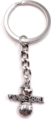 Produktbild von Onwomania Schlüsselanhänger Volleyball Fan Herz Silber Metall Anhänger Charm