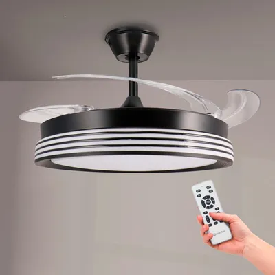 Image de Ventilateur de plafond LED noir "Aline" de mimotec, avec température de couleur réglable, mode été