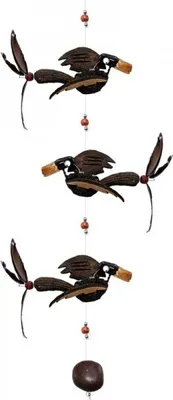 Produktbild von Windspiel Mobile 3 Vögel aus Holz, Länge ca. 81 cm