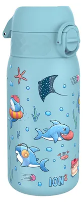 Obrázek produktu pro Dětská láhev na pití, Ion8 Sharks, nerezová ocel, 400 ml, modrá