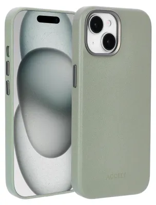 Zdjęcie produktu dla Accezz MagSafe Leather Backcover voor de Apple iPhone 15 - Jasnoszary