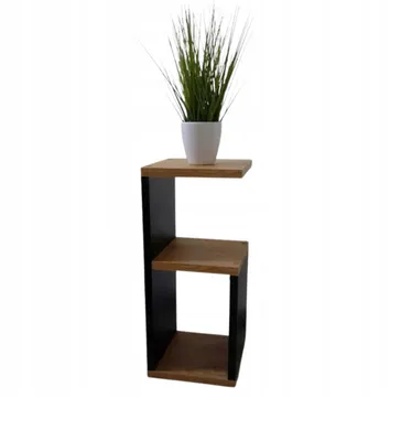 Produktbild von kleiner Nachttisch 21 x 21 cm, schwarzer Nachttisch mit Ablage, LOFT Blumenständer