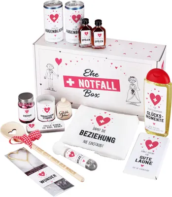 Produktbild von Lustiges Geschenkset zur Hochzeit - Ehe Notfall Box XXL - Witziges Erste-Hilfe-Set als Hochzeitsgeschenk