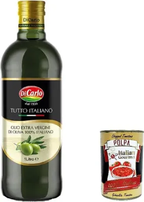 Produktbild von Di Carlo Olio Evo, Tutto Italiano,Evo-Öl, rein italienisches Olivenöl extra vergine 1lt + Italian Gourmet polpa 400g