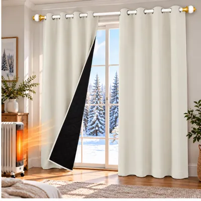 Obrázok produktu pre 1x 100% zatemňovacie termo závesy Béžové nepriehľadné zatemňovacie závesy s očkami Jednofarebné, 132*160cm
