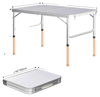 Obrázok produktu pre Sklopný stolík, robustná hliníková konštrukcia, úsporný dizajn, rozmer 90 × 60 × 3 cm