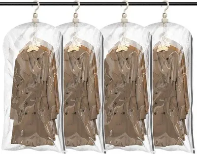 Produktbild von Kleiderbeutel für Garderobe, 4 Stücke (105×70cm), Vakuumbeutel für Mantel, Kostüm und Kleid, Kleiderorganisation für den Kleiderschrank