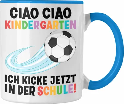 Produktbild von Trendation - Einschulung Junge Fußball Schulkind Geschenk für Schultüte Füllung Tasse Schulstart 1. Schultag Schuleinführung Schulanfang Geschenkidee 2022 (Blau)