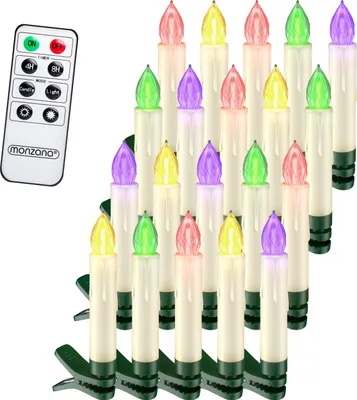 Produktbild von DEUBA® LED Weihnachtsbaumkerzen Kabellos 20er Set Bunt Batterie Timer Christbaumkerzen Tannenbaumkerzen Lichterkette Weihnachtsbaum Beleuchtung