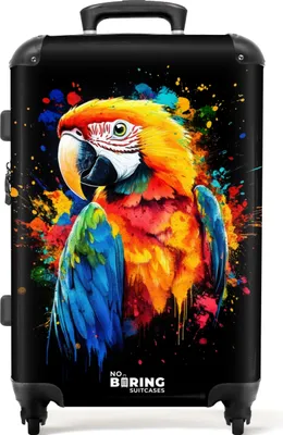 Produktbild von NoBoringSuitcases.com® Großer Koffer - Bunter Papagei mit Graffiti - Kombinationsschloss TSA - Hartschalen Trolley 4 Rollen - 72 liter - Reisekoffer - 66 cmKoffer Mittelgroß 67x43x25 cm, 72L,