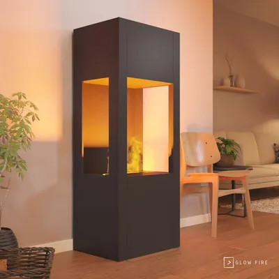 Produktbild von GLOW FIRE Elektrokamin 'Böll'| Wasserdampf Kamin mit OMC 400 ohne Holz in schwarz als Raumteiler | HxBxT: 145x54x44 cm