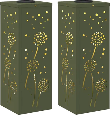 Image de vidaXL Lumière solaire de chemin LED 2 pcs vert olive acier laminé à froid