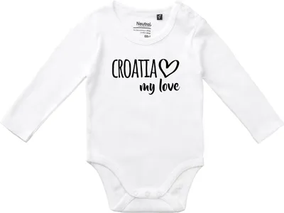 Produktbild von Huuraa Baby Body Croatia my love 80 White  Baumwolle Fairtrade Langarmbody Geschenkidee