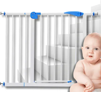Produktbild von OMNA | Sicherheitsgitter für Treppen und Türen - 72 cm + 20 cm Verlängerung - Druckmontage - sicher und vielseitig