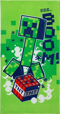 Obrázok produktu pre Minecraft plážová osuška uterák uterák Green Creeper TNT Boom videohra 70 x 140 cm 100% bavlna