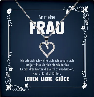 Produktbild von 22Feels Echt Silber Halskette - Hochzeitstag Geschenk Ehefrau Schmuck Frauen Valentinstag Geburtstag - Herz Anhänger, Karte