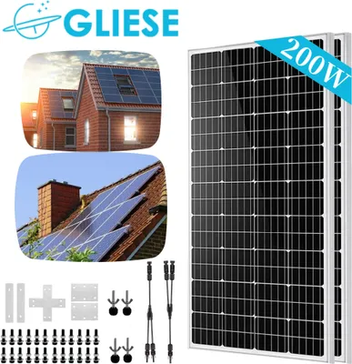 Immagine prodotto di sistema solare monocristallino da 200W Modulo solare fotovoltaico Con staffa fissa Pannello solare con 1 a 2 Pannello solare Cavo di derivazione Y