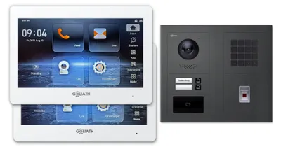 Produktbild von Goliath Premium 2-Draht GL-HB290A Video-Türsprechanlage, 2 Familien, 2× 7 Zoll Weiß, Anthrazit, Unterputz, Fingerprint/RFID/Zahlencode