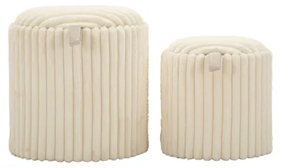 Zdjęcie produktu dla Zestaw 2 stołków Goteborg 40 x 42 x 40 cm MDF poliester biały