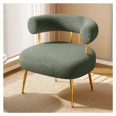Produktbild von Sessel, Schminktischstuhl, Gemütlicher Hocker für das Wohnzimmer oder Teddy Sessel, Polsterstuhl für das Schlafzimmer (Grün)