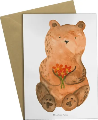 Produktbild von Mr. & Mrs. Panda babykarte Bär Dankbar - Weiß - Geschenk, Grußkarte, Teddy, Blumen, Grußkarten, Danke, einladungskarten, glückwunschkarten, weihnachtskarten, Dankeschön