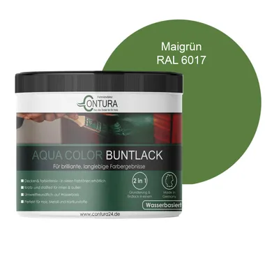 Produktbild von Contura 250ml. Buntlack Lackfarbe Lack Außen Innen Holz Metall Farbe Holzlack Möbellack - RAL 6017 Maigrün