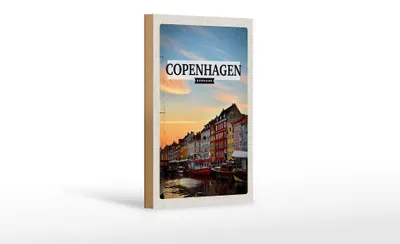 Produktbild von Holzschild Reise 12x18cm Copenhagen Denmark Sonnenuntergang Dekorationschild