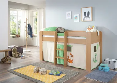 Produktbild von Relita Halbhochbett ANDI Liegefläche 90 x 20 cm Nachbildung natur inkl. Vorhang; BH1684114+TX5002074