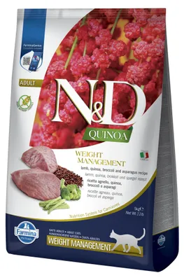 Zdjęcie produktu dla Farmina Pet Food N&D Quinoa, Dorosły, Jagnięcina, 5 kg, Nie zawiera ziarna, Nie zawiera aromatów żywnościowych, Zawiera przeciwutleniacze
