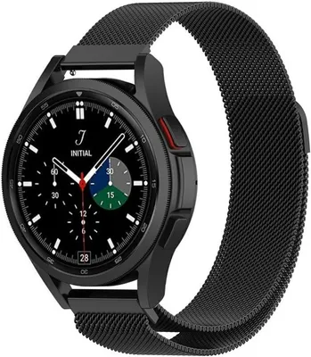 Produktbild von Strap-it Milanese Armband - Kompatibel mit Samsung Galaxy Watch 4 Classic Armband 46mm Edelstahl Ersatzarmband mit Magnetverschluss - Hochwertiges Material - für Smartwatch 20mm Armband Schwarz