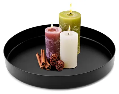Produktbild von Rundes Dekotablett Schwarz 20cm aus Metall