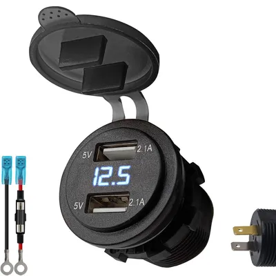 Produktbild von ProRide 12V USB-Steckdose Einbau 2 Ports mit Voltmeter, 4,2A, PVM1-B, KI-generiertes Bild